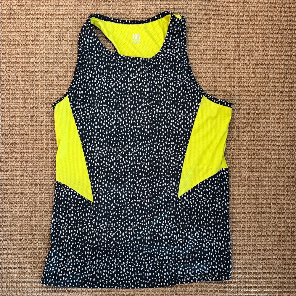 TAIL Women's Black Speckle Tank with Yellow Accent